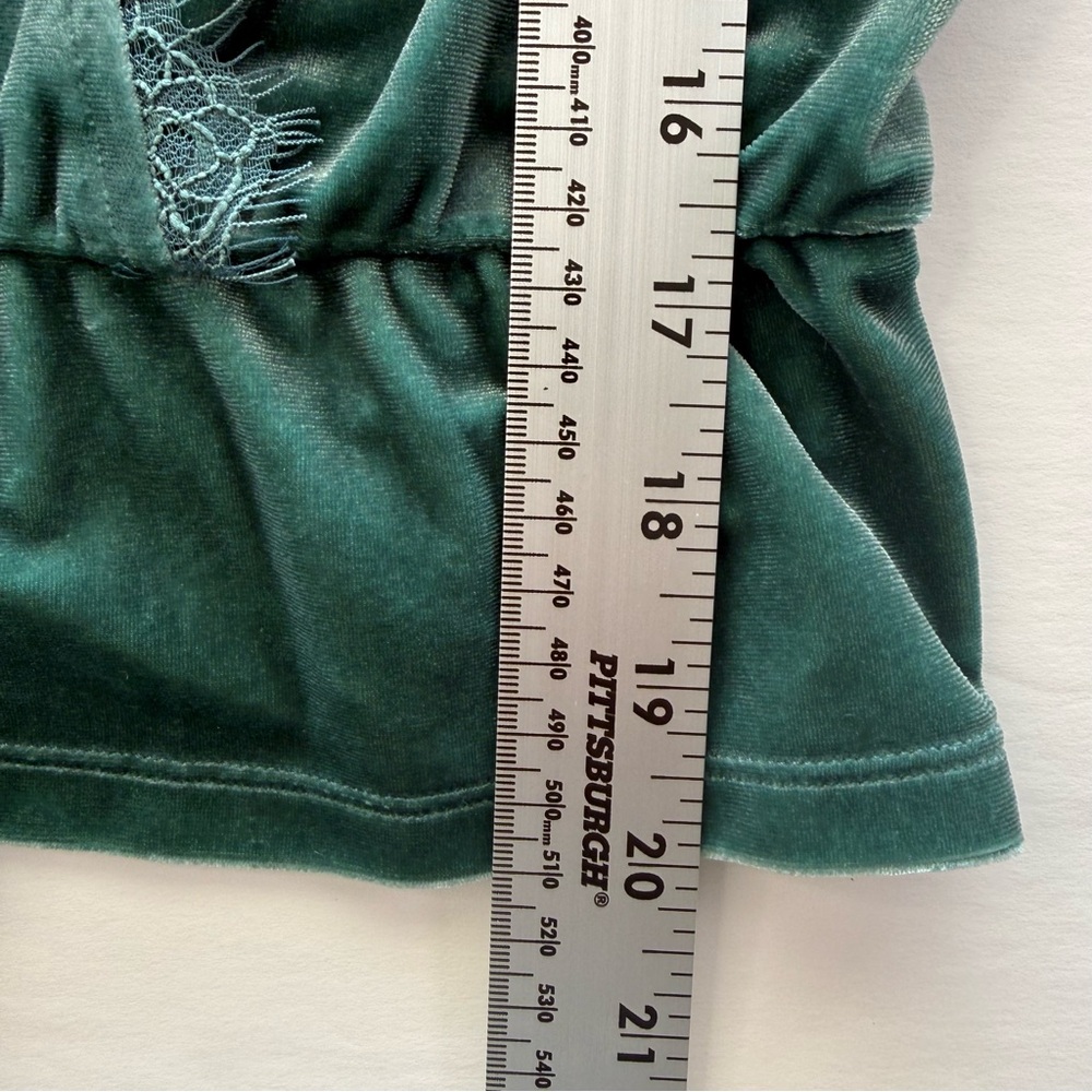 Abercrombie And Fitch Womens Emerald Green Velvet Top With Lace Trim Small - Picture 8 of 12